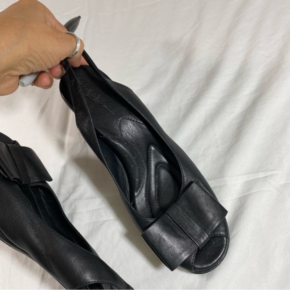 BORN Shoes Woman’s 7 Sling Leather Shoes Heels Chunky Heel Front Bow - Picture 13 of 14